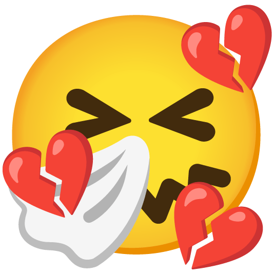 sneezing face broken heart