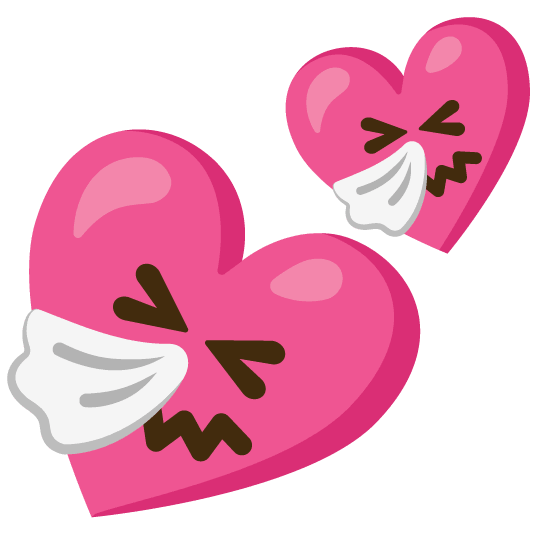 sneezing face two hearts