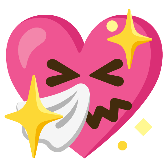 sneezing face sparkling heart