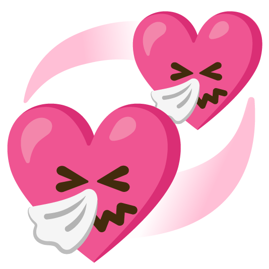 sneezing face revolving hearts