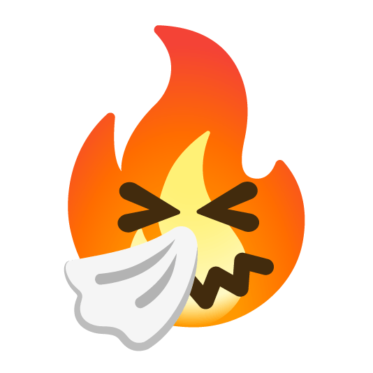 sneezing face fire
