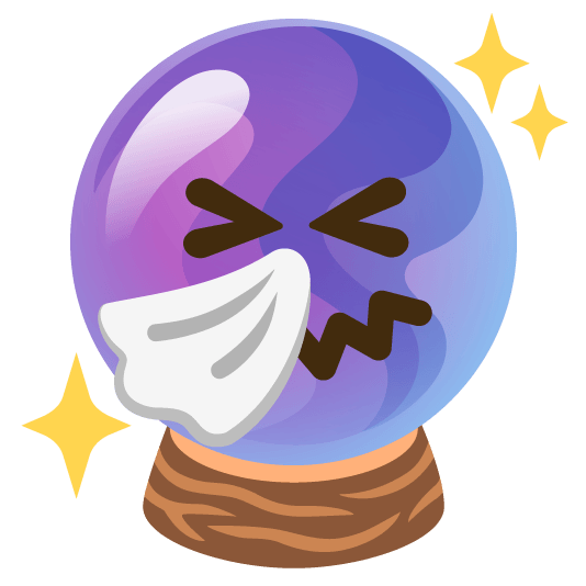 sneezing face crystal ball