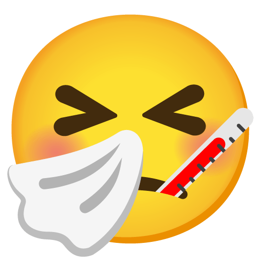 sneezing face face with thermometer