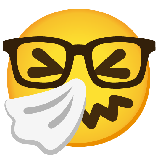 sneezing face nerd face
