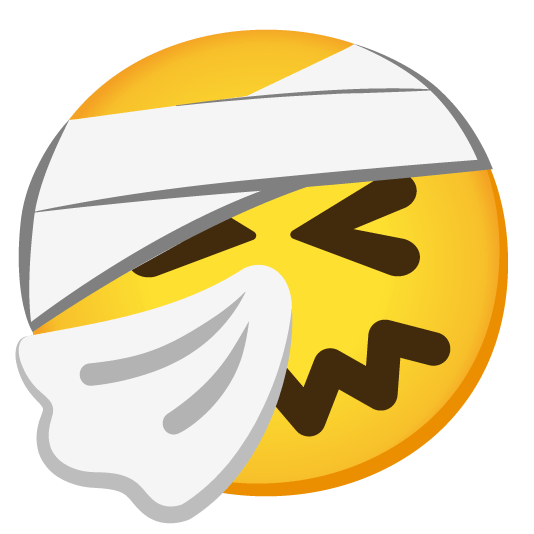 sneezing face face with head bandage