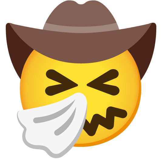sneezing face face with cowboy hat
