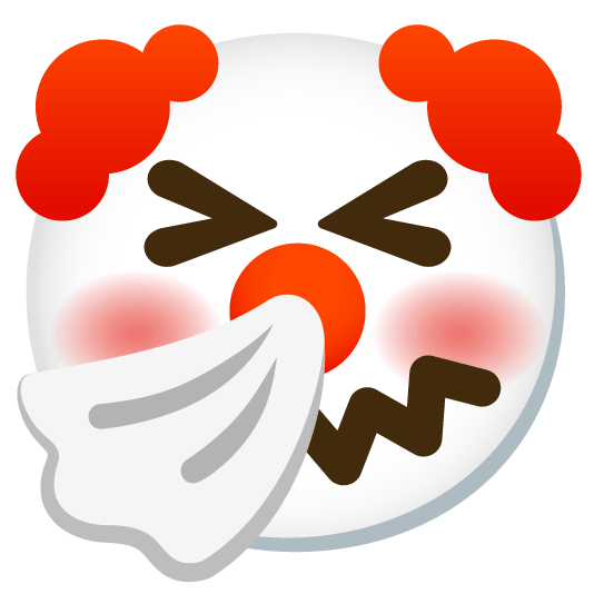 sneezing face clown face