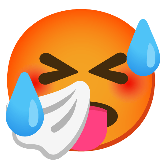 sneezing face hot face