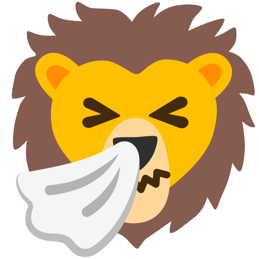 sneezing face lion face