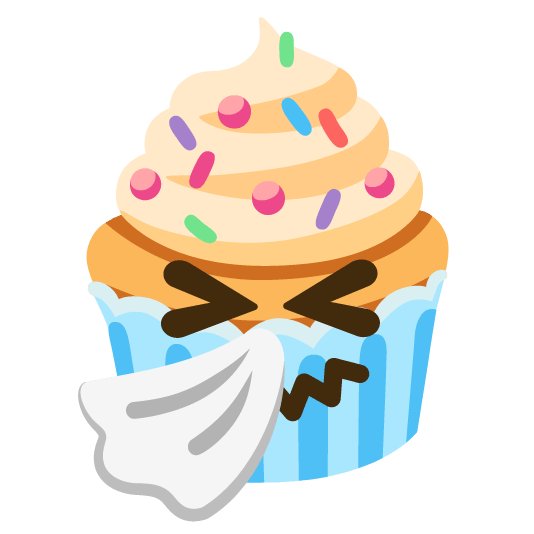 sneezing face cupcake