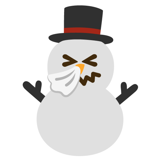 sneezing face snowman without snow
