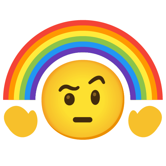 face with raised eyebrow rainbow