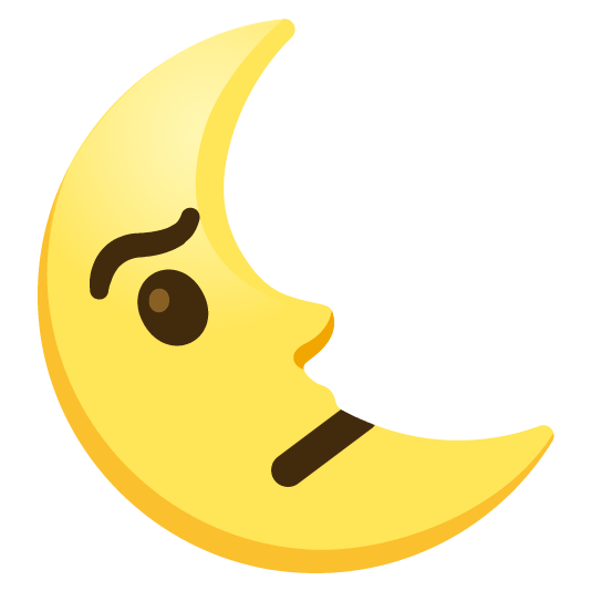 face with raised eyebrow last quarter moon with face