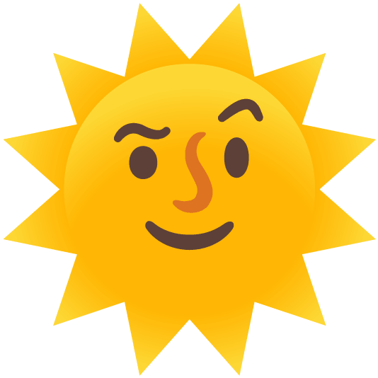 face with raised eyebrow sun with face