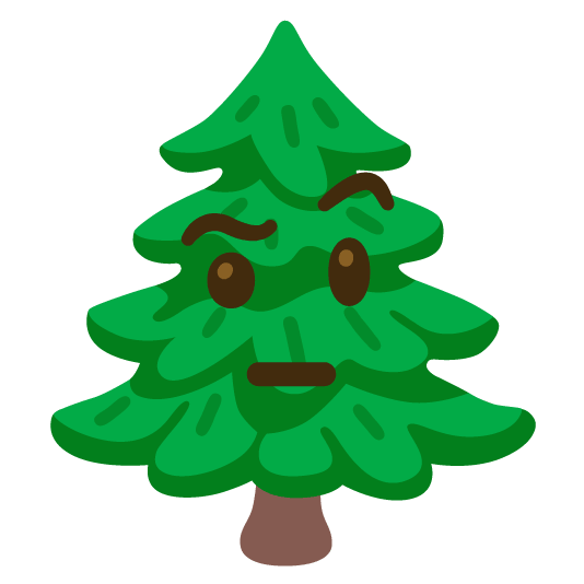 face with raised eyebrow evergreen tree