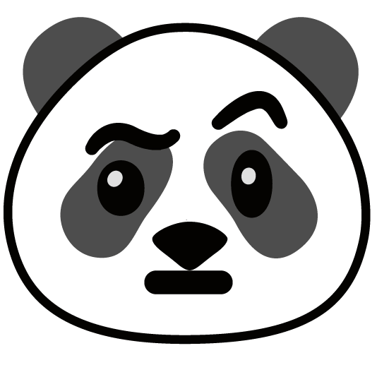 face with raised eyebrow panda face