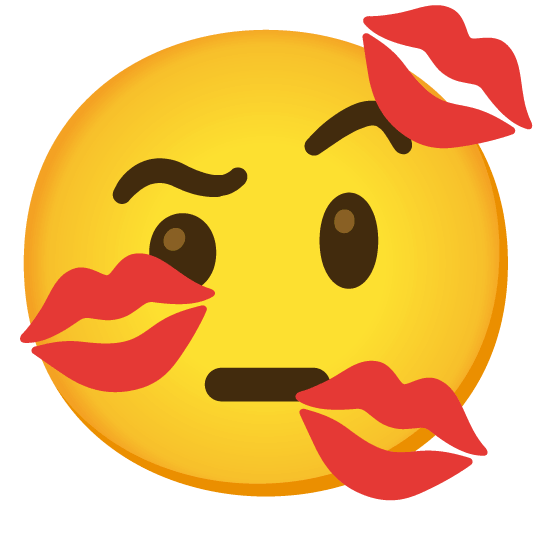 face with raised eyebrow kiss