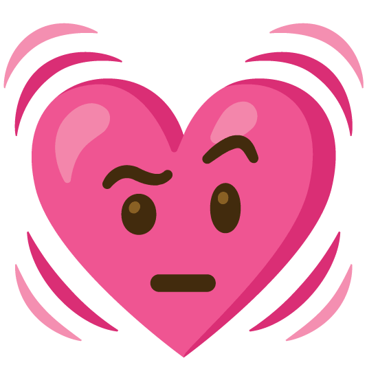 face with raised eyebrow heartbeat