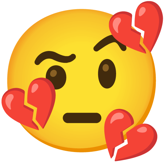 face with raised eyebrow broken heart
