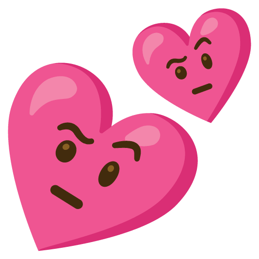 face with raised eyebrow two hearts