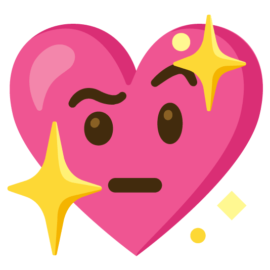 face with raised eyebrow sparkling heart