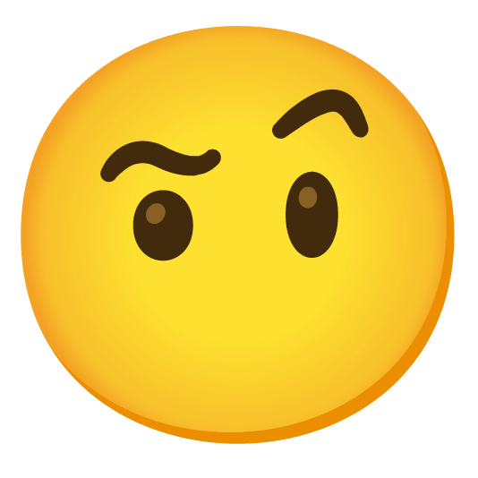 face with raised eyebrow no mouth