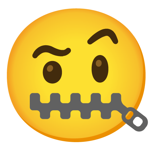 face with raised eyebrow zipper mouth face