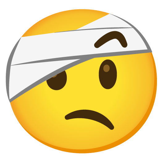 face with raised eyebrow face with head bandage