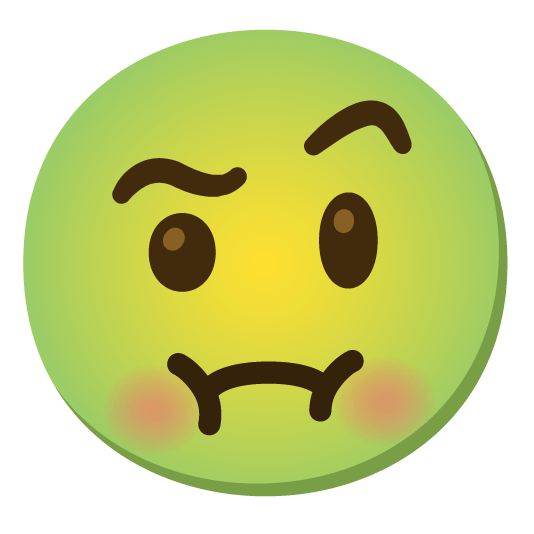 face with raised eyebrow nauseated face