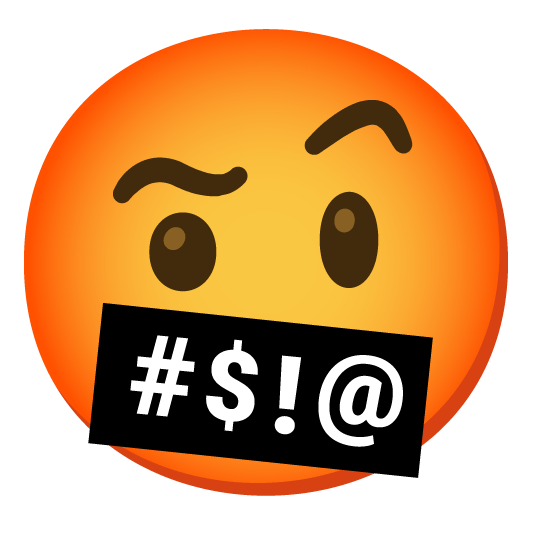 face with raised eyebrow face with symbols on mouth