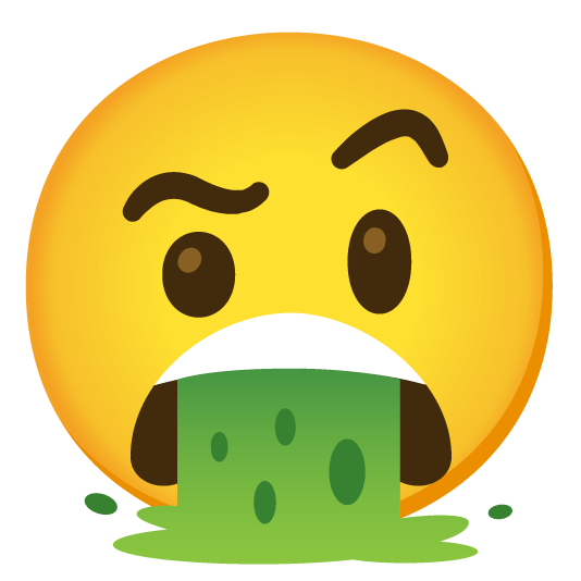 face with raised eyebrow face vomiting