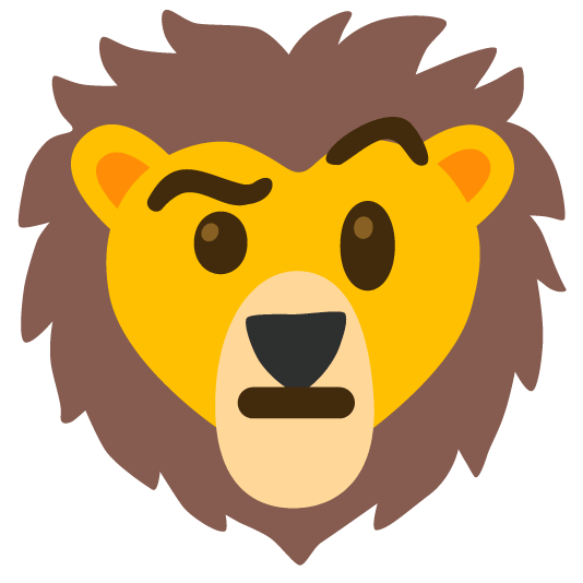 face with raised eyebrow lion face