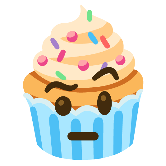 face with raised eyebrow cupcake