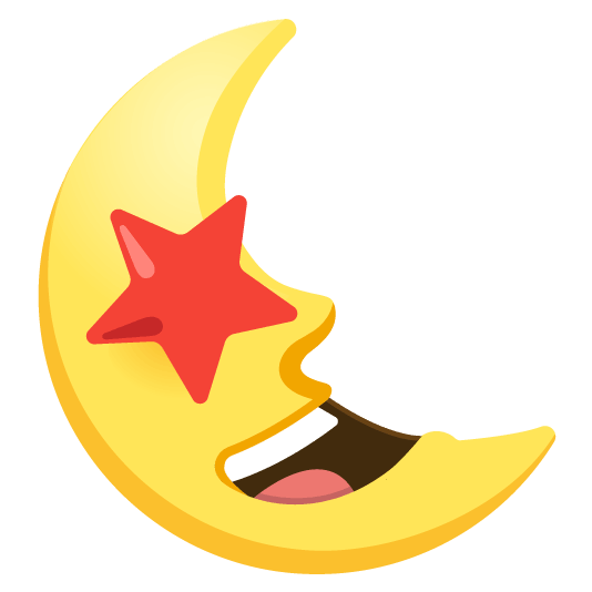 star struck last quarter moon with face