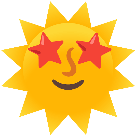 star struck sun with face
