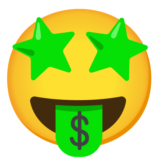 star struck money mouth face