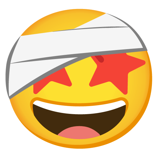 star struck face with head bandage