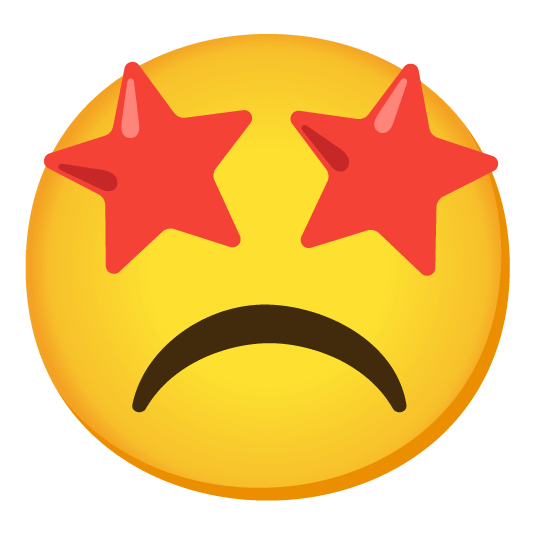 star struck white frowning face