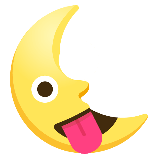 zany face last quarter moon with face