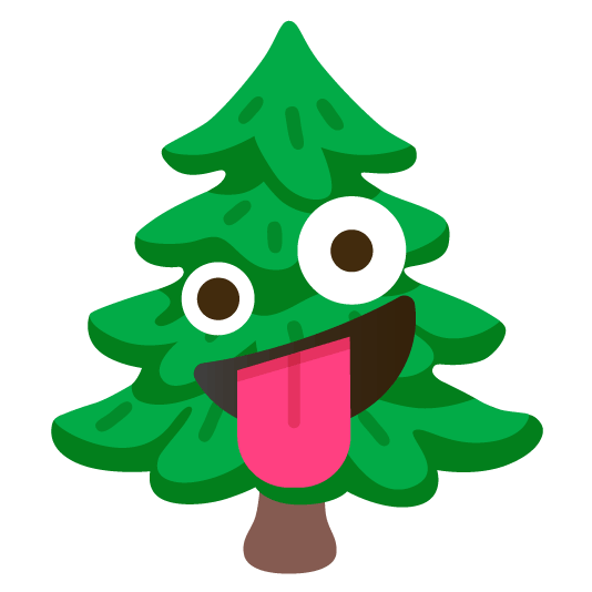 zany face evergreen tree