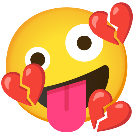 zany face broken heart