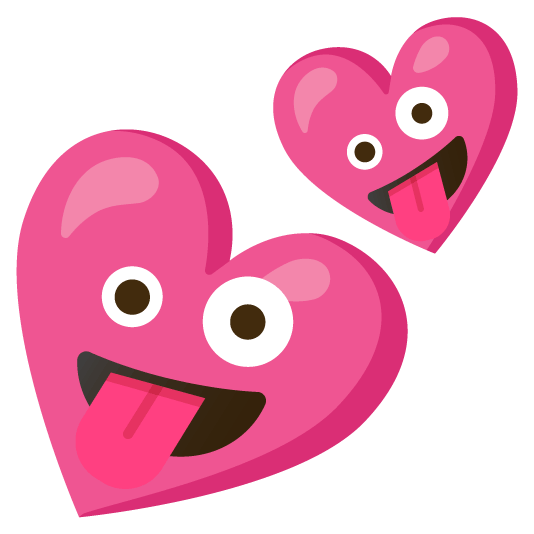 zany face two hearts