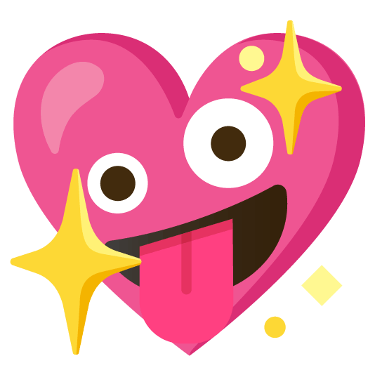 zany face sparkling heart