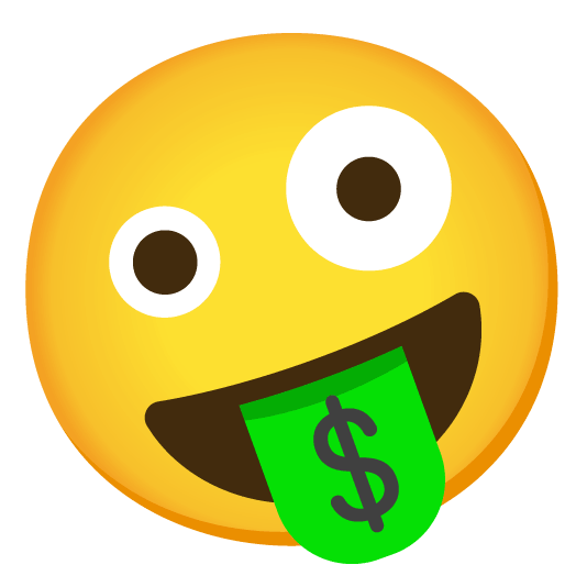 zany face money mouth face