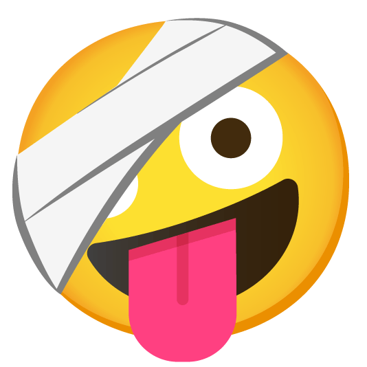 zany face face with head bandage