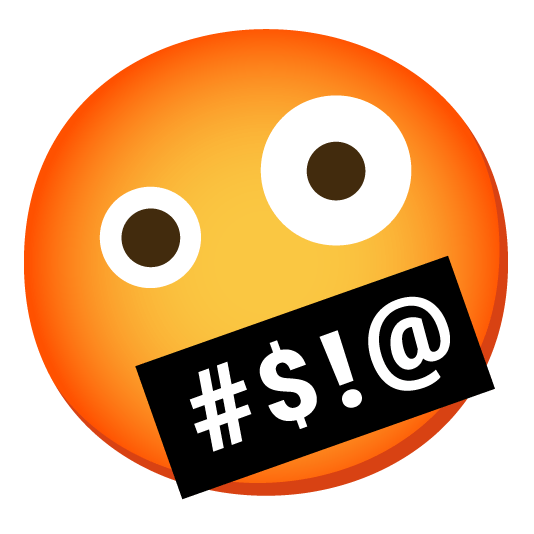 zany face face with symbols on mouth