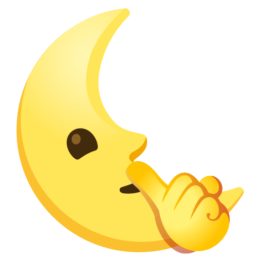 shushing face last quarter moon with face