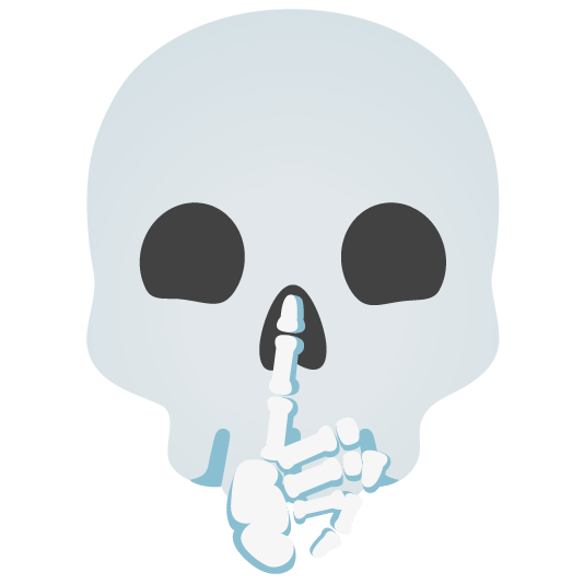 shushing face skull