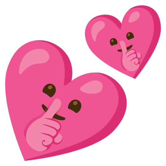 shushing face two hearts