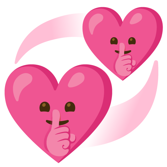 shushing face revolving hearts